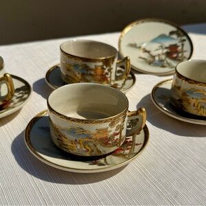 Vintage Gold and Cream Tea Set of 4